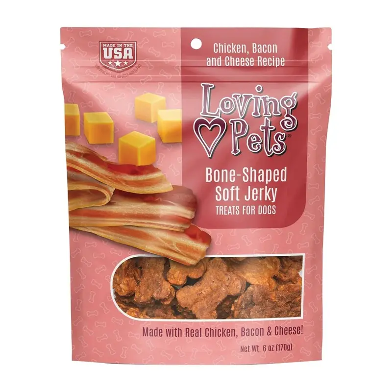 Loving Pets - Dog Soft Jerky Bone Treats - Bcn & Chs - 6 oz