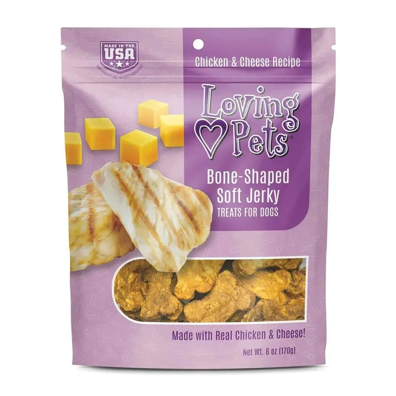 Loving Pets - Dog Soft Jerky Bone Treats - Chkn & Chs - 6 oz