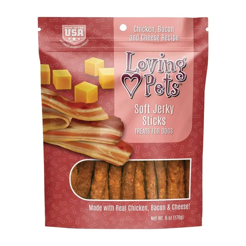 Loving Pets - Dog Soft Jerky Sticks Treats - Bcn & Chs - 6 oz