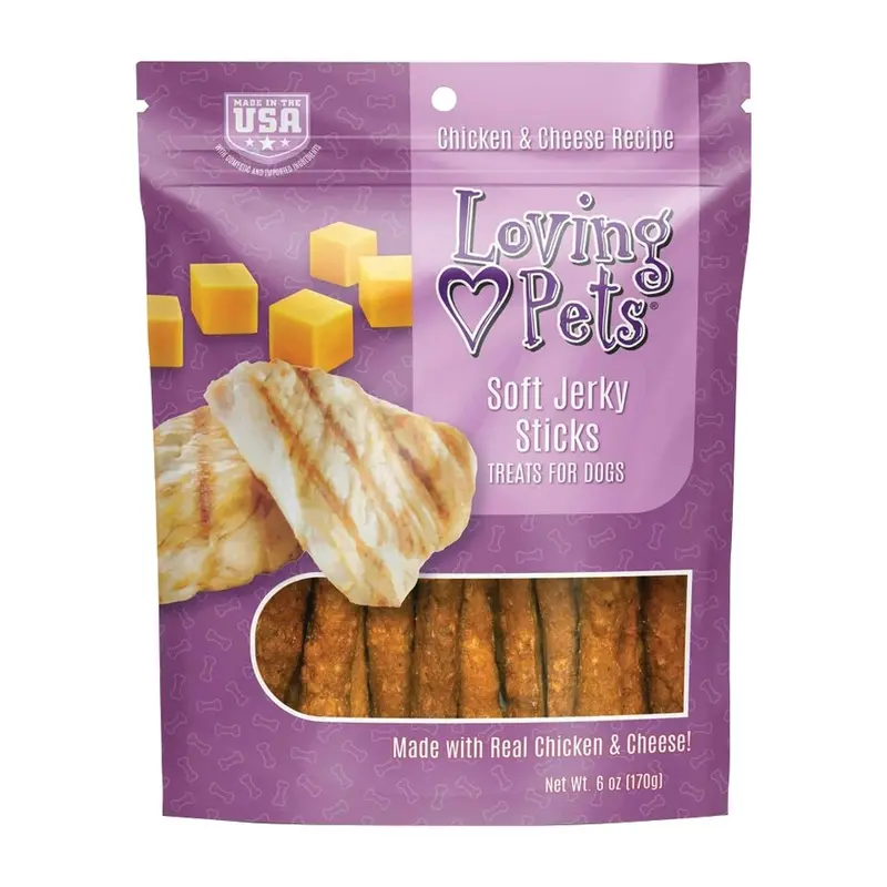 Loving Pets - Dog Soft Jerky Sticks Treats - Chkn & Chs - 6 oz