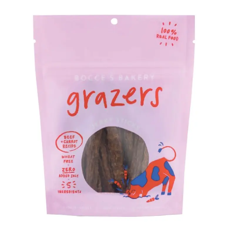 BOCCES DOG TREATS - GRAZERS JERKY TREATS - BEEF - 4OZ