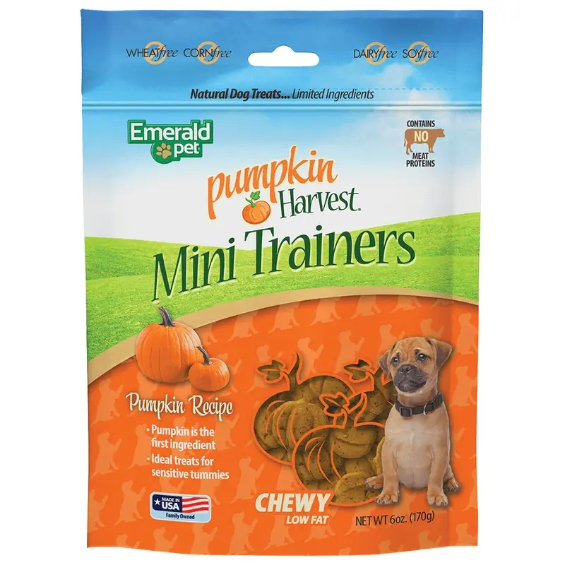 EMERALD PET - PUMPKIN HARVEST TRAINERS CHEWY DOG TREATS 6OZ.