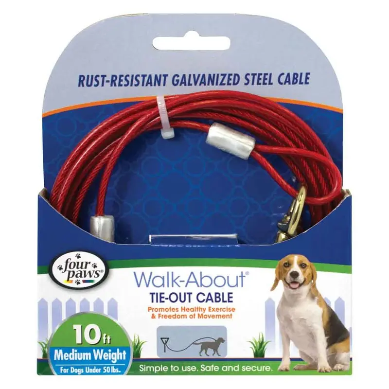 Four Paws - Walk-About Cable Md Weight Red 10ft