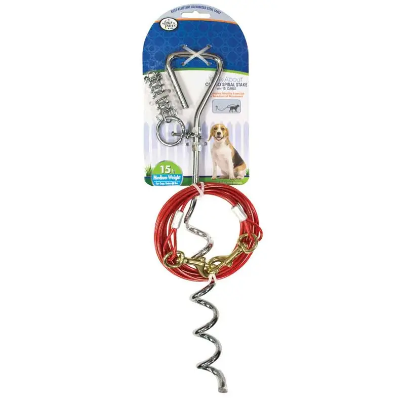 Four Paws - Walk-About Cable & Spiral Stake 15ft