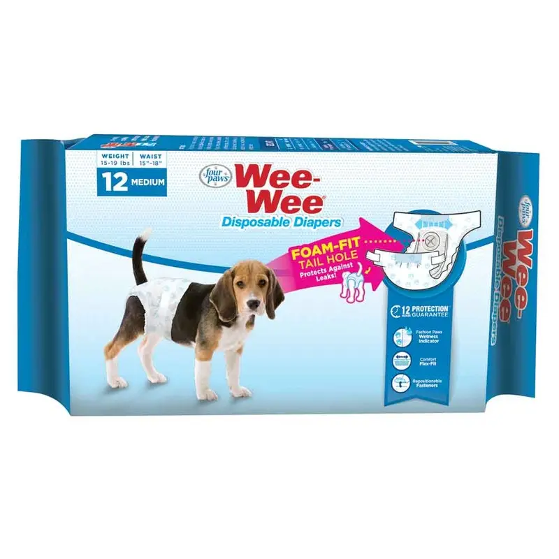 Four Paws - Wee-Wee Disposable Diapers Md 12pk