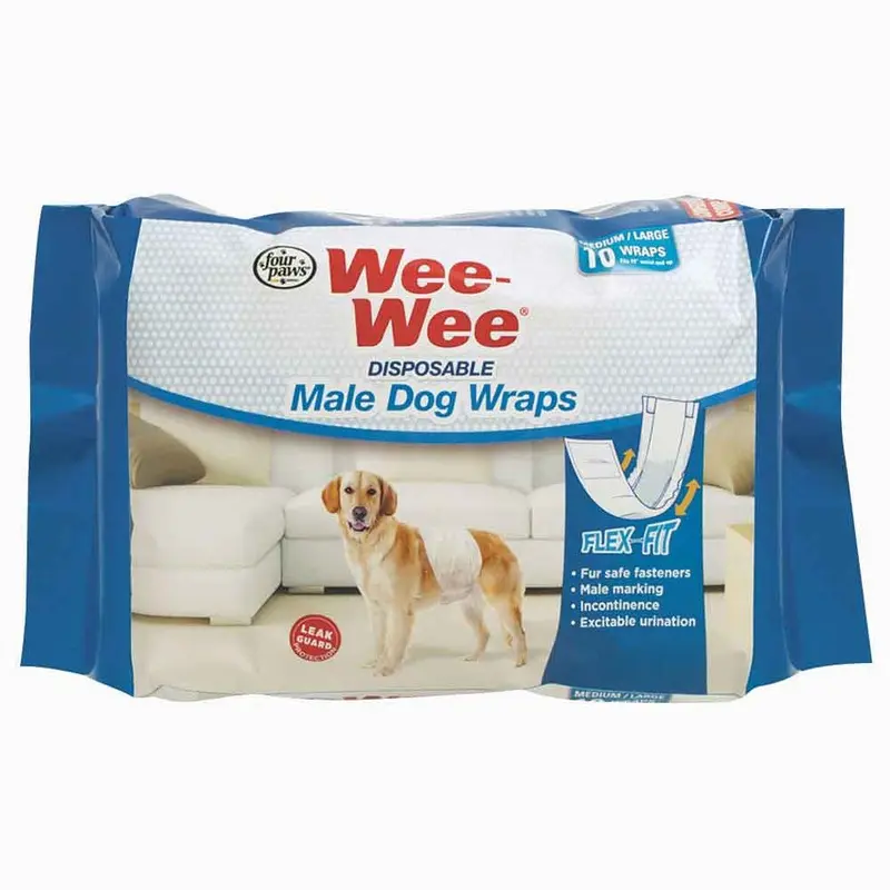 Four Paws - Wee-Wee Disposable Male Wraps M/L 12pk