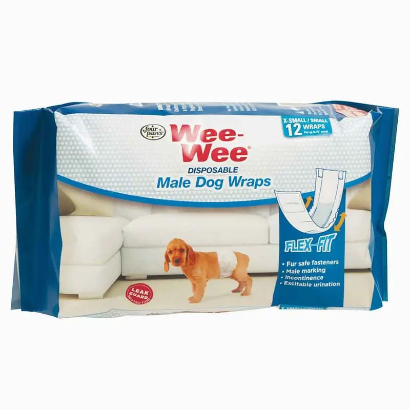 Four Paws - Wee-Wee Disposable Male Wraps XS/S 12pk