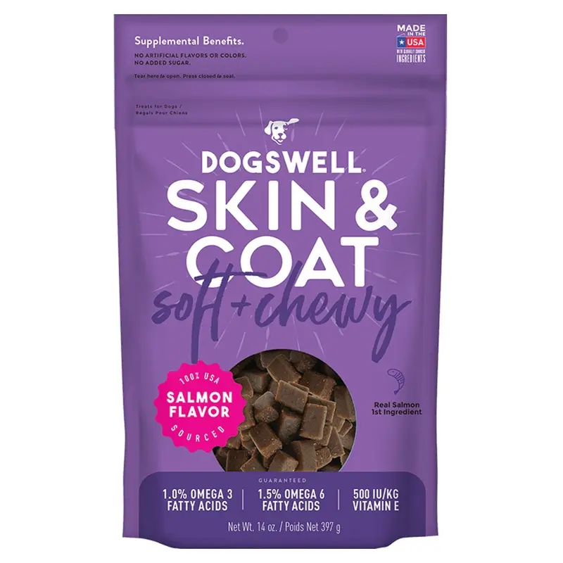 Dogswell Soft and Chewy Treat - Skin and Coat - Salmon - 14 oz