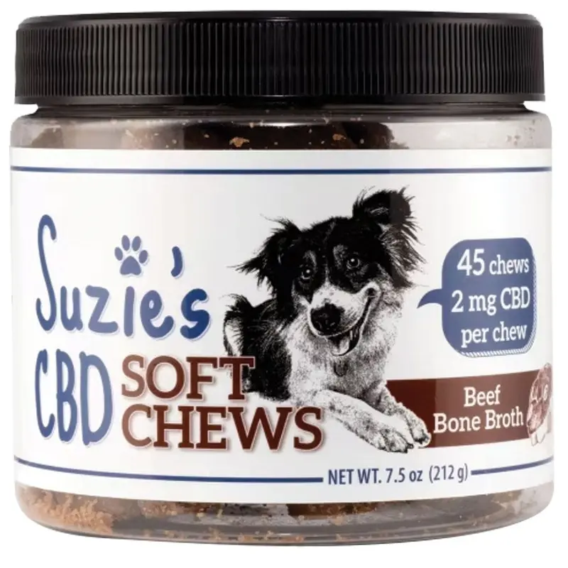 SUZIES CBD DOG TREATS - BEEF BROTH SOFT CHEW - 7.5OZ