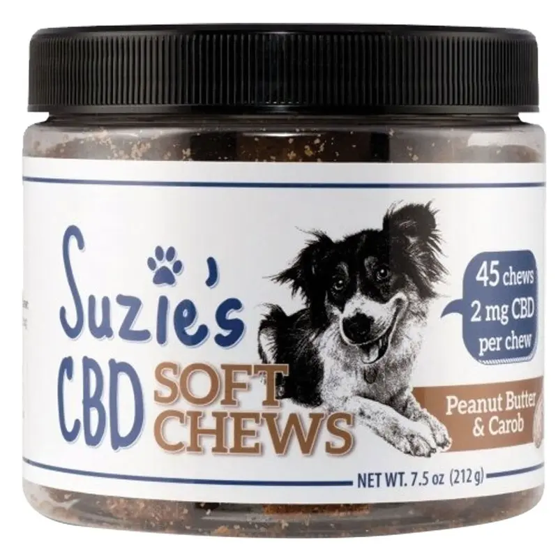 SUZIES CBD DOG TREATS - PB & CAROB SOFT CHEW - 7.5OZ