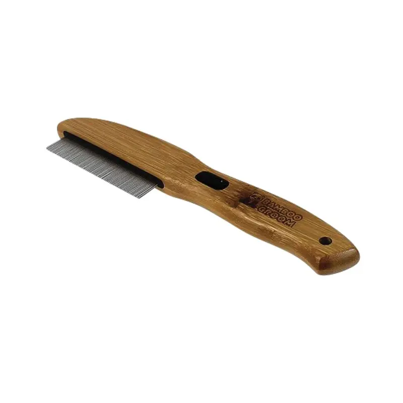 Bamboo Flea Comb with 77 Rotating Pins