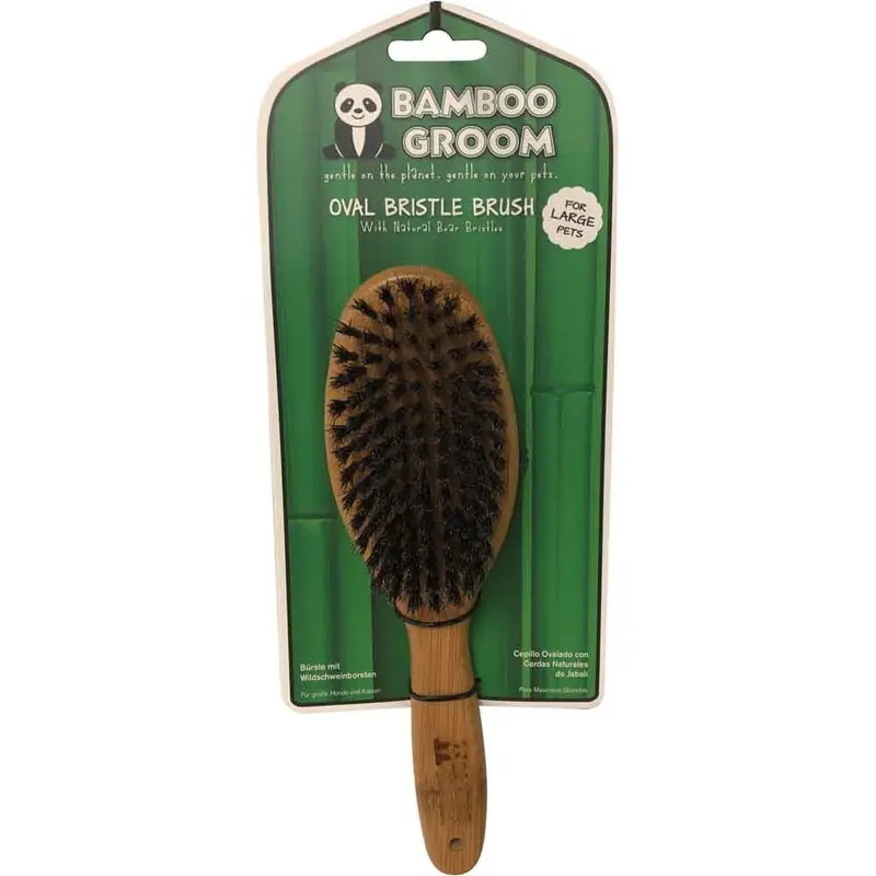 Bamboo Groom Oval Boar Bristle Brush - Lg