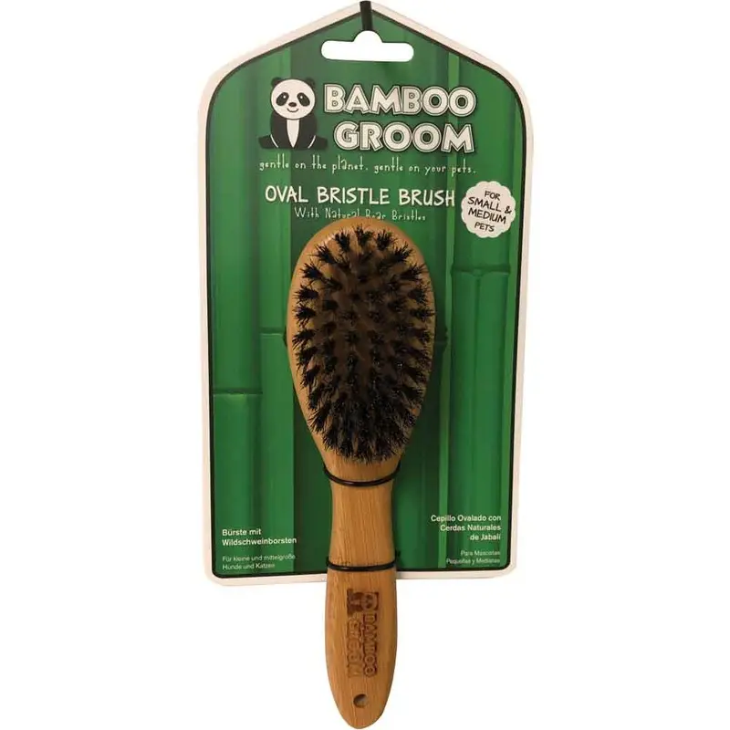 Bamboo Groom Oval Boar Bristle Brush - Sm/Md