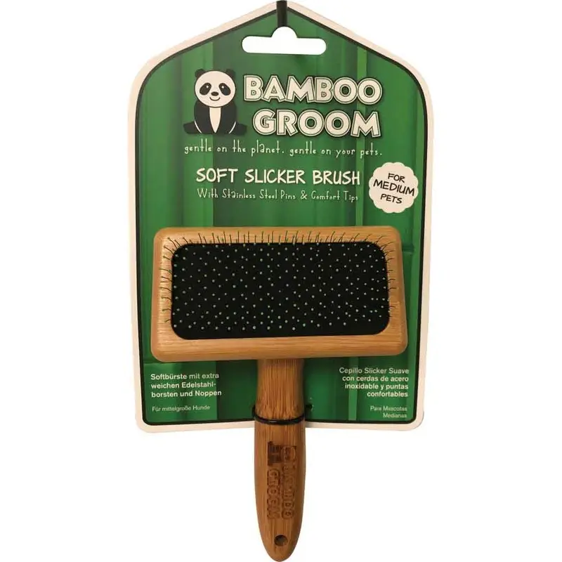 Bamboo Groom Soft Slicker Brush - Md