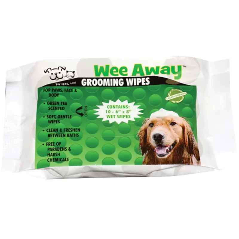 Wee Away Travel Size Grooming Wipes - Green Tea - 10 pk