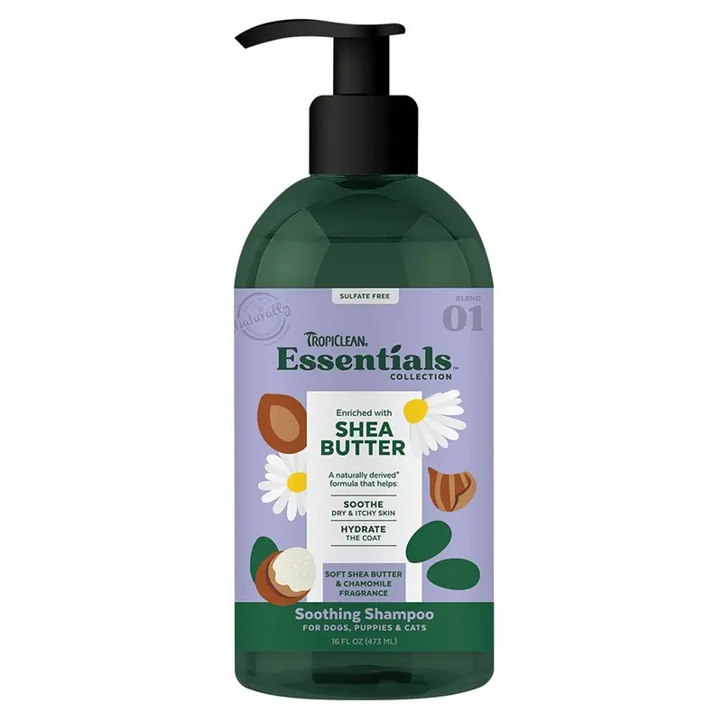 Tropiclean Essentials Shampoo - Soothe - Shea Butter - 16 oz