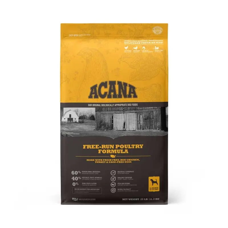 ACANA DOG FOOD - FREE RUN POULTRY W/ GRAIN - 22.5 LB