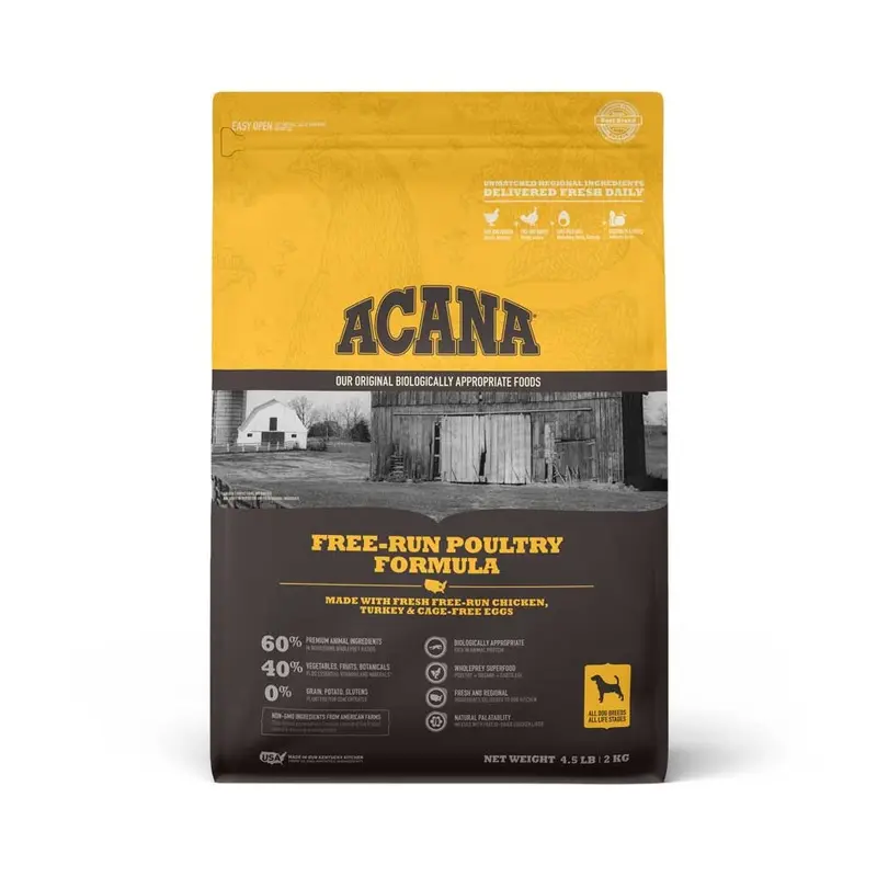 ACANA DOG FOOD - FREE RUN POULTRY W/ GRAIN - 4 LB