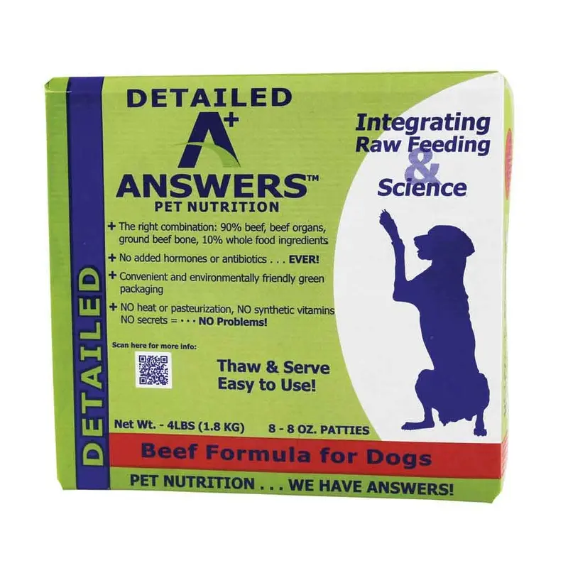 Answers - Mighty Raw Beef Patties Dog Food 8oz