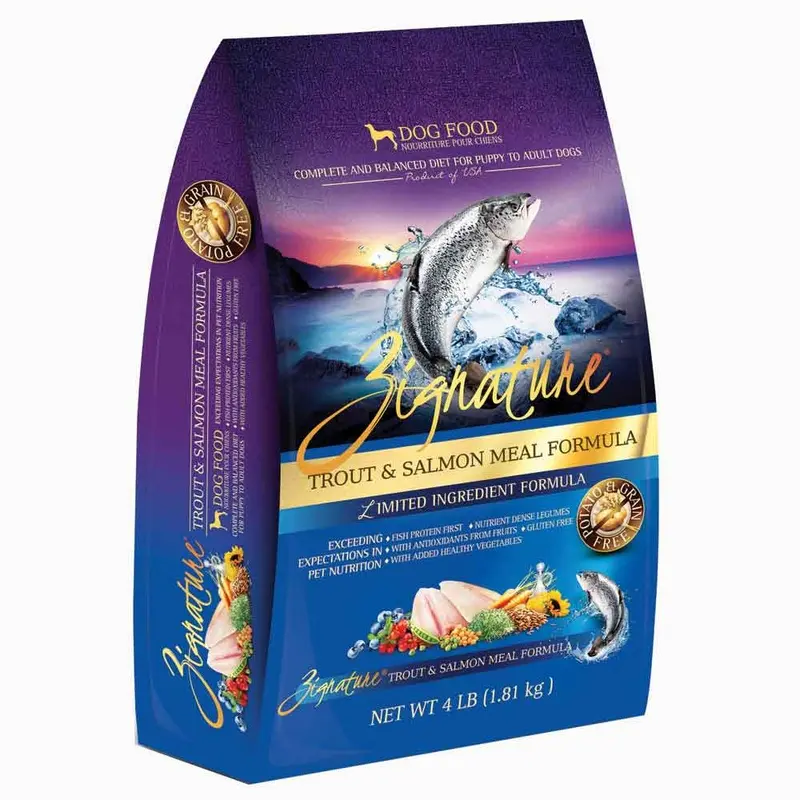 ZIGNATURE DOG FOOD - TROUT & SALMON - 4 LB.