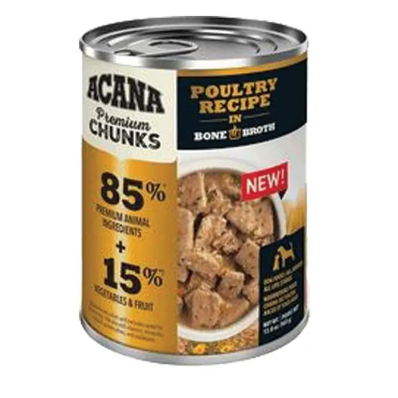Acana Premium Chunks  Wet Food - Poultry Recipe in Bone Broth - 12.8 oz