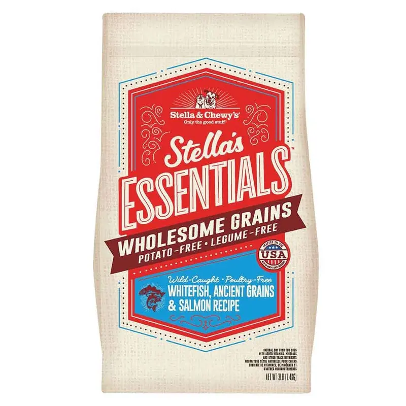 STELLAS ESSENTIALS DOG - WHITEFISH/SALMON/ANCIENT GRAIN - 3 LB