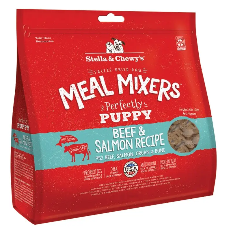STELLA & CHEWY PUPPY - FD RAW MEAL MIXERS - BEEF & SALMON - 18 OZ