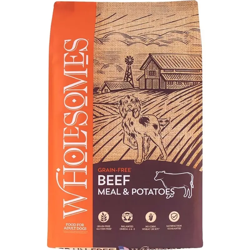 WHOLESOMES - GF BEEF & POTATO DOG FOOD 35LB.