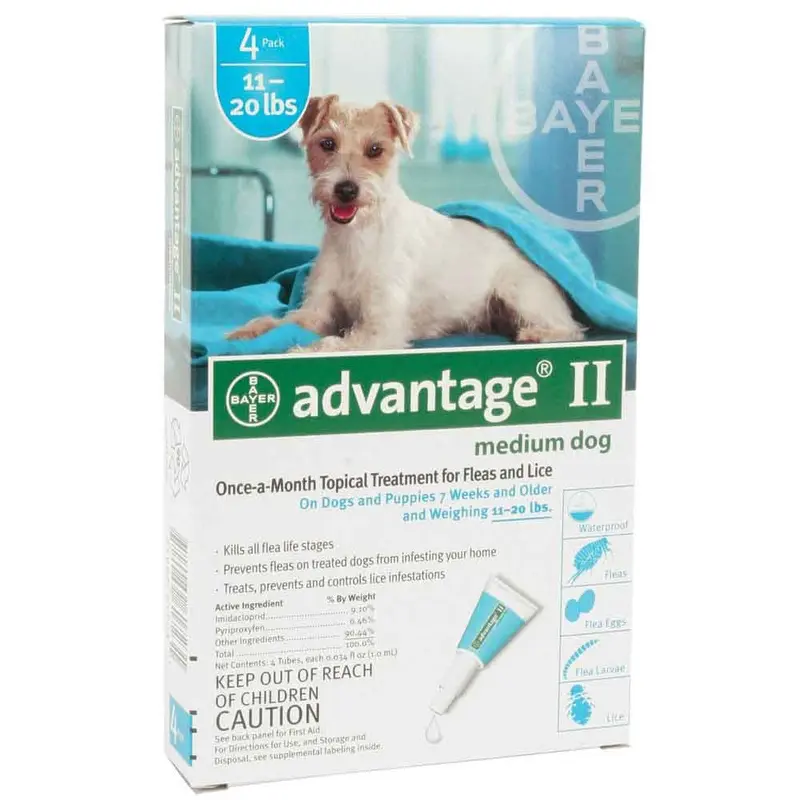 Advantage II for Dogs and Puppies - Teal - 11 to 21 lb. - 4