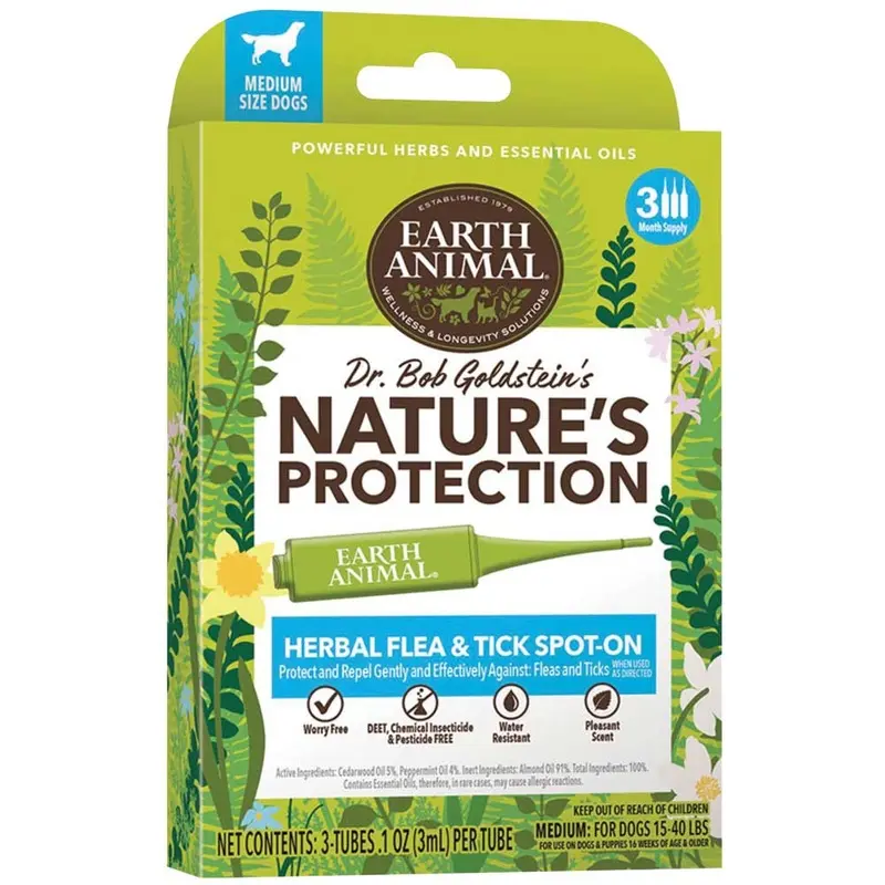 Earth Animal Dog Nature's Protection Spot-On Flea & Tick - Md