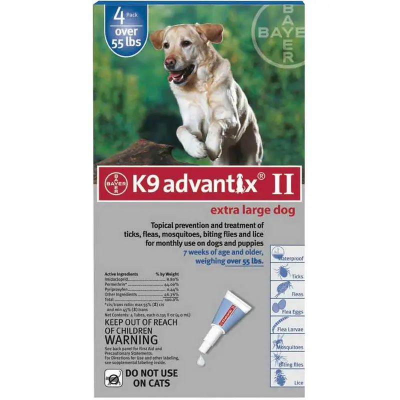 K9 Advantix II for Dogs - Blue - over 55lbs - 4pk