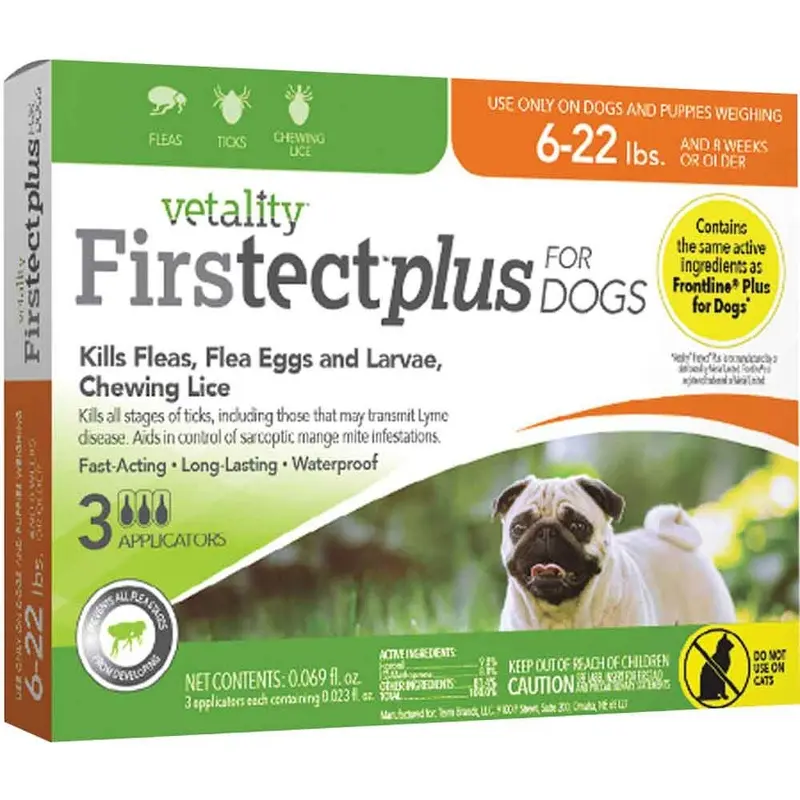 Vetality Firstect Plus for Dogs - 4 to 22 lbs - 3 ct