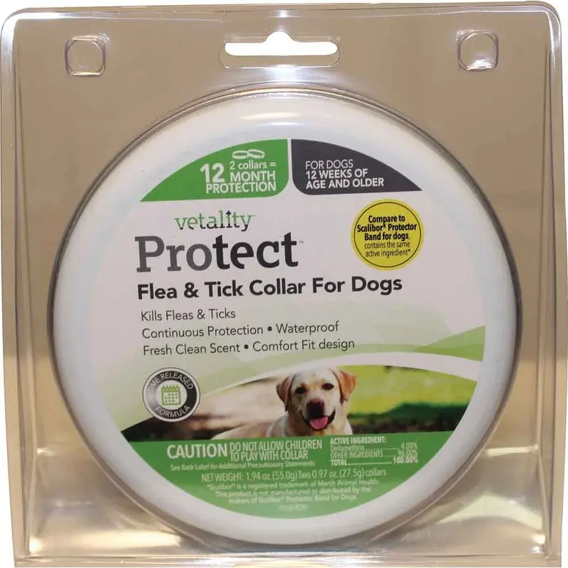Vetality Protect Flea & Tick Collar for Dogs - 2 ct