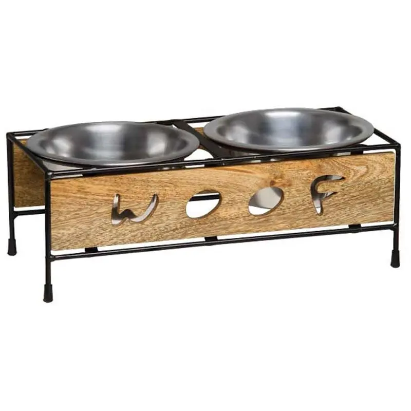 Black Label Diner Wooden Woof Design - Natural - 2 Qt