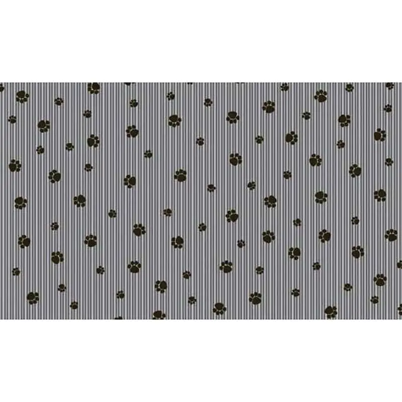 Drymate Dog Place Mat - Grey Stripe/Black Paw - 16in x 28in