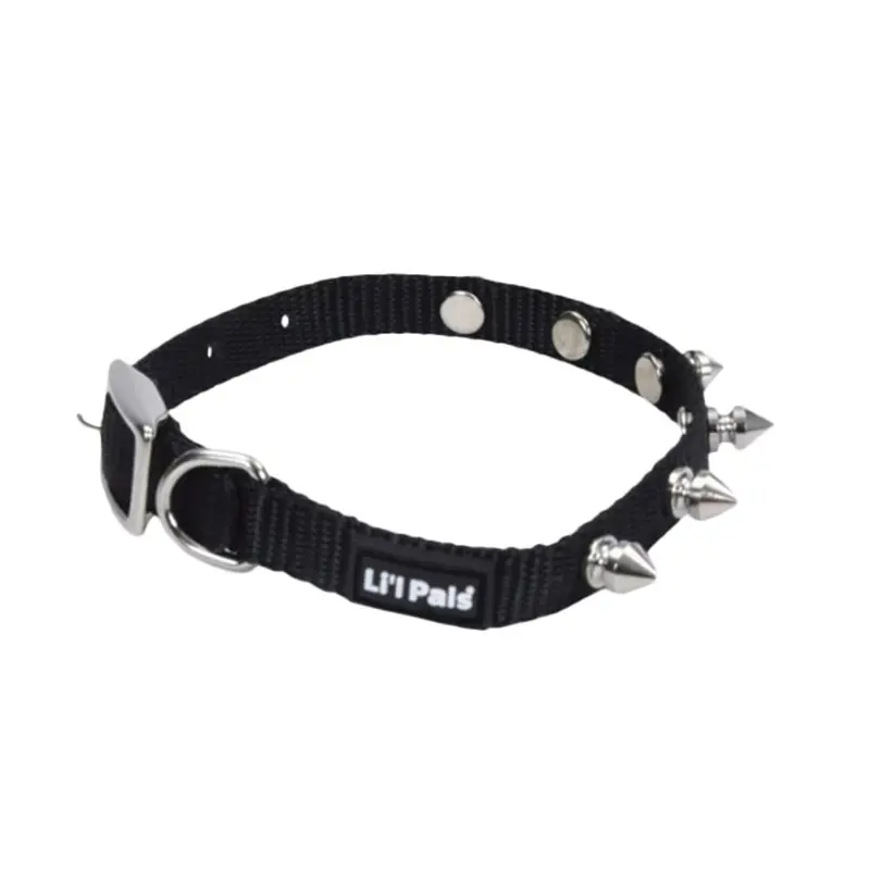 Coastal - Lil Pals Spiked Black Collar 3/8x6-8in