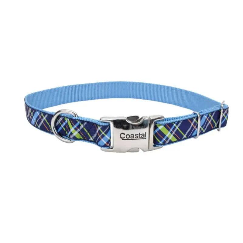 Coastal - Navy Plaid 5/8in. Collar - 8-12in.