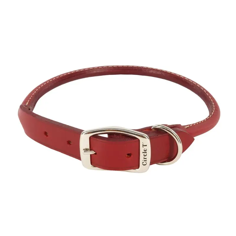 Coastal - Circle T Round Leather Red Collar 3/4x20in