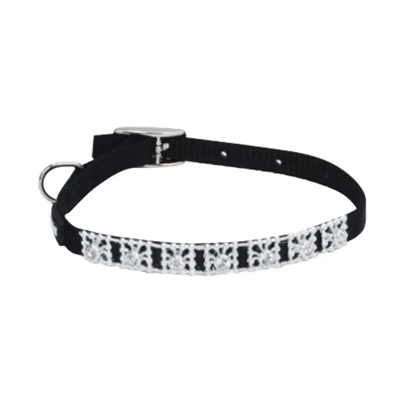 Coastal - Lil Pals Jeweled Black Collar 3/8x10in