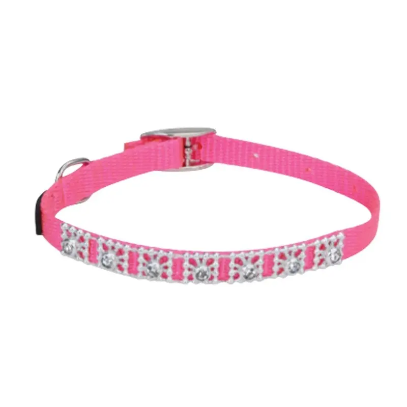 Coastal - Lil Pals Jeweled Neon Pink Collar 3/8x8in