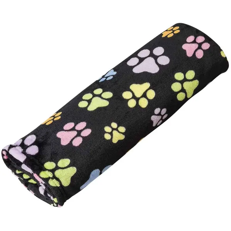 Snuggler Pet Blanket - Black w/Rainbow Pawprints - 30 in. x 40 in.