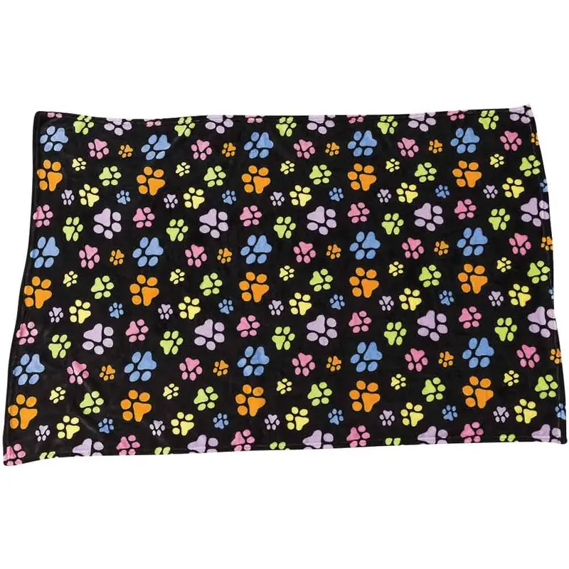 Snuggler Pet Blanket - Black w/Rainbow Pawprints - 40 in. x 60 in.