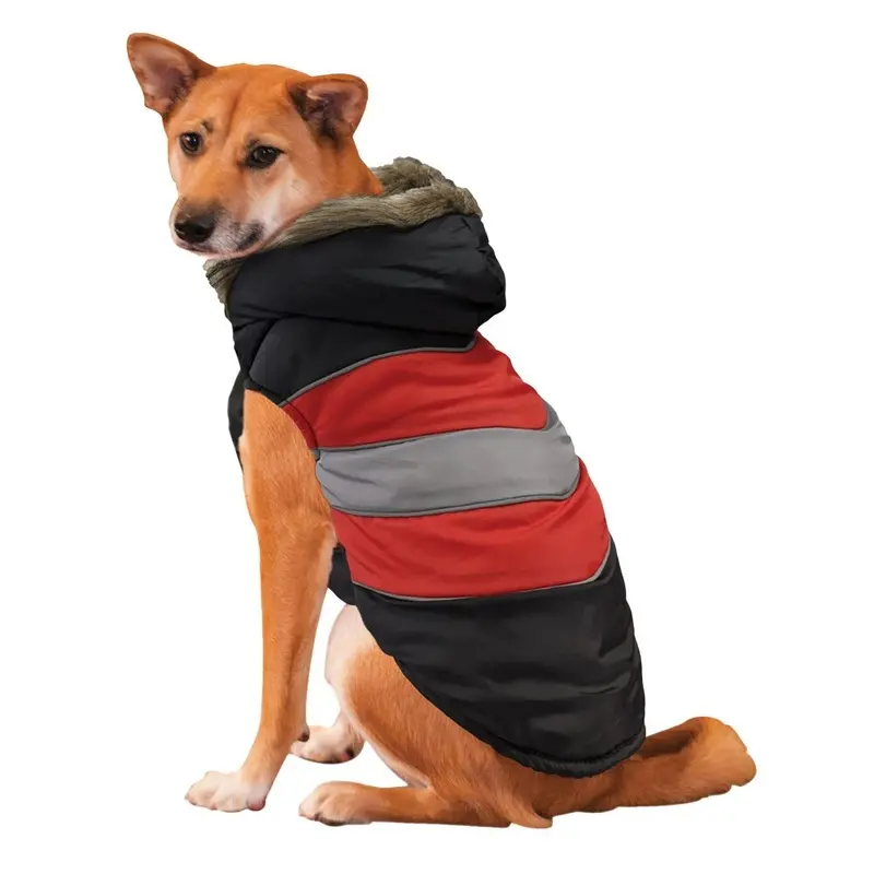 Fashion Pet - Diagonal Puffy Stripe Coat - Red - XS