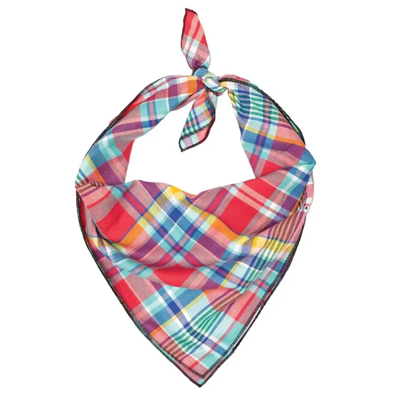 Worthy Dog - Bandana - Coral Multicolored Plaid - Sm