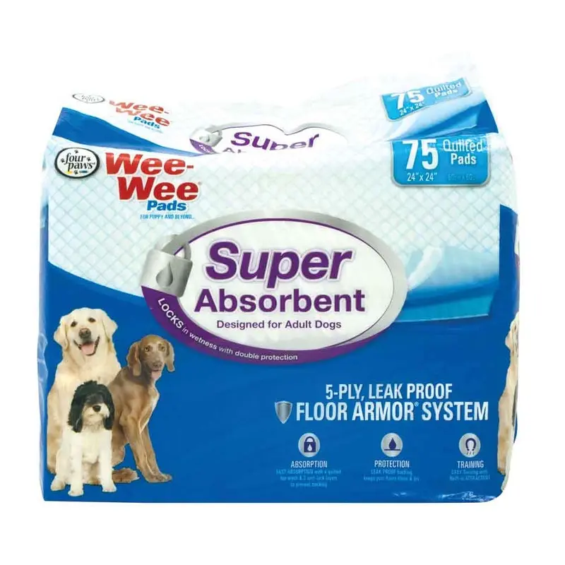 SUPER ABSORBENT WEE WEE PADS FOR ADULT DOGS - 75 PK