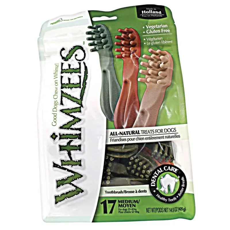 Whimzees Dental Chew - Brushzees Natural - Medium - 12 pk