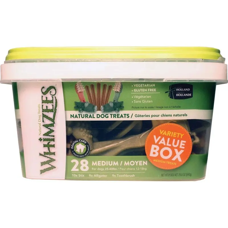Whimzees - Medium Dental Chew Variety Pack - 28 ct