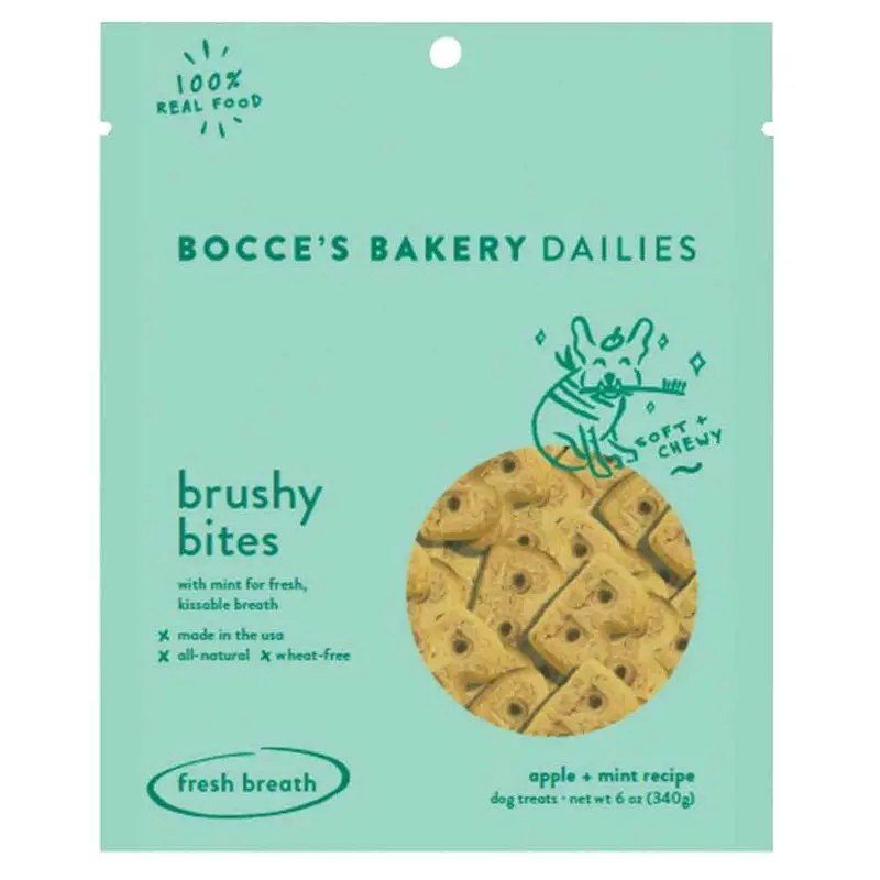 BOCCE'S BRUSHY BITES SOFT & CHEWY DOG TREATS - 6 OZ