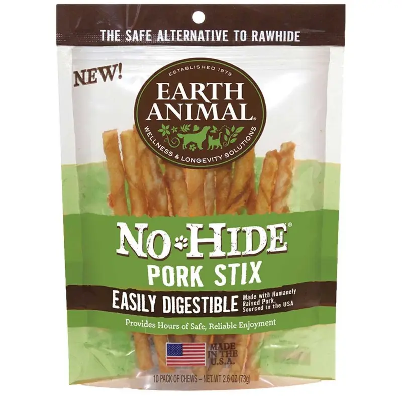 Earth Animal Dog No-Hide Stix Pork - 10 pk