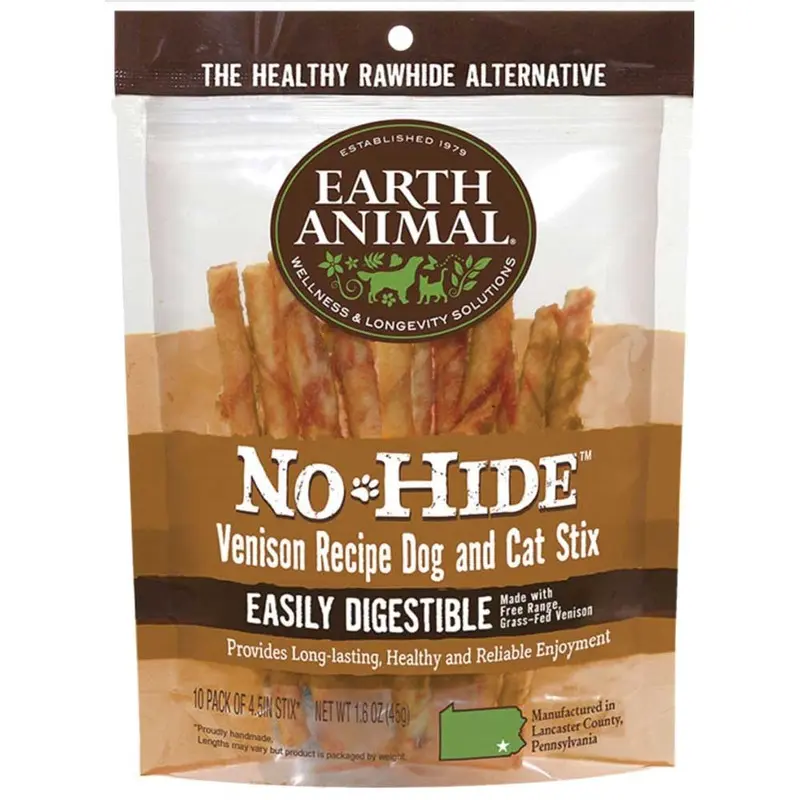Earth Animal Dog No-Hide Stix Venison - 10 pk